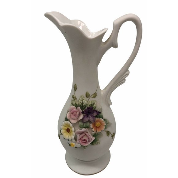 Vintage Lefton Floral Decorative Pitcher Vase